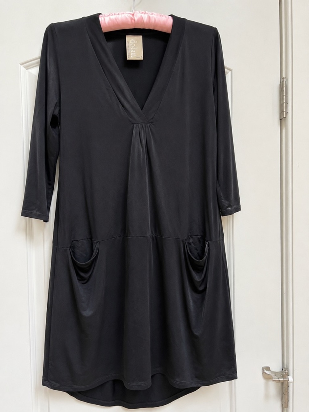 Dolan Left Coast Collection Black V-Neck Pocket Dress Petite Small
